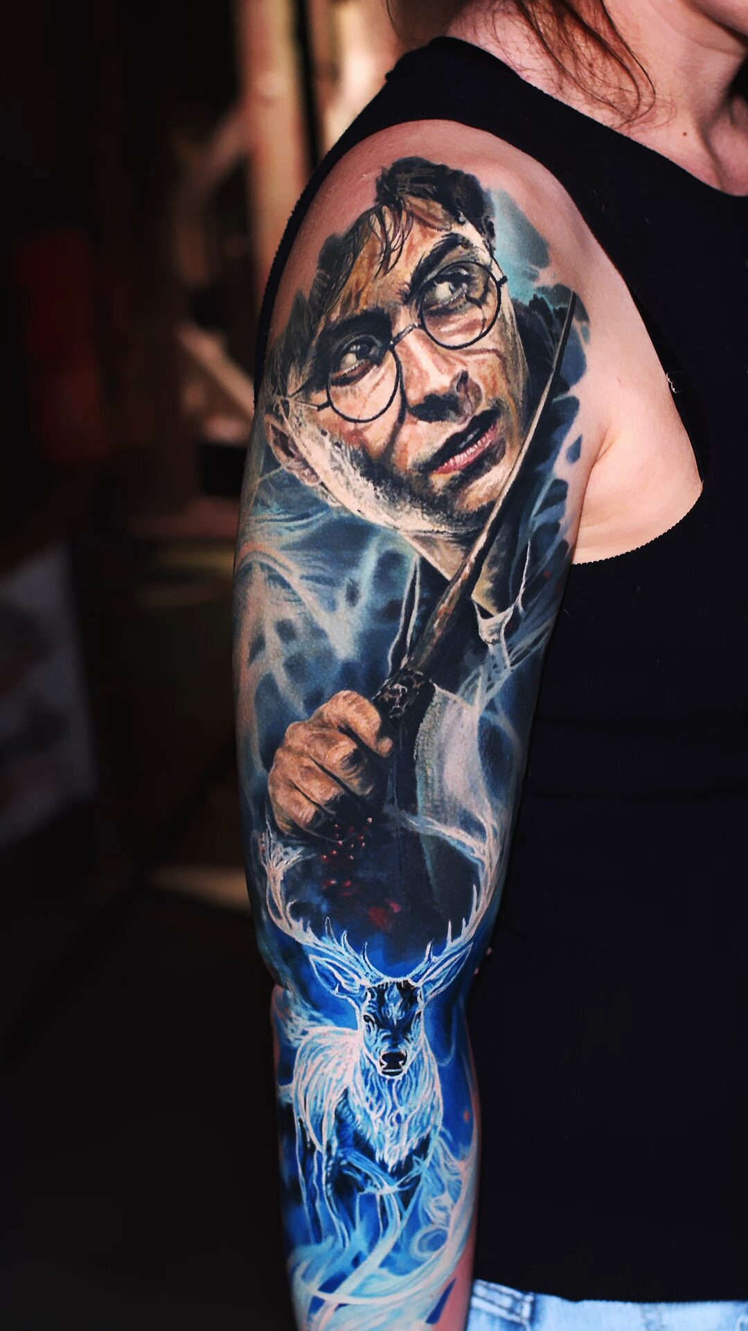 Tatuaż Harry Potter i Patronus – realizm w kolorze